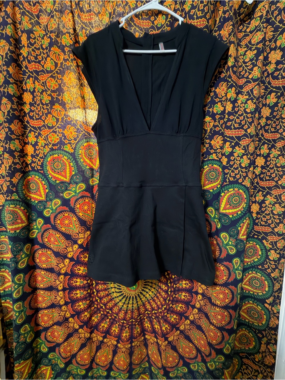 Free People Black V-Neck Zip Back Sporty Romper